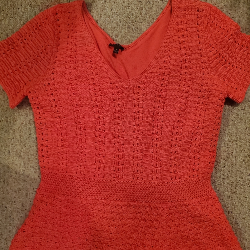 Talbots Short Sleeved Top w/ V-Neck Lined Flare Waist Womens M